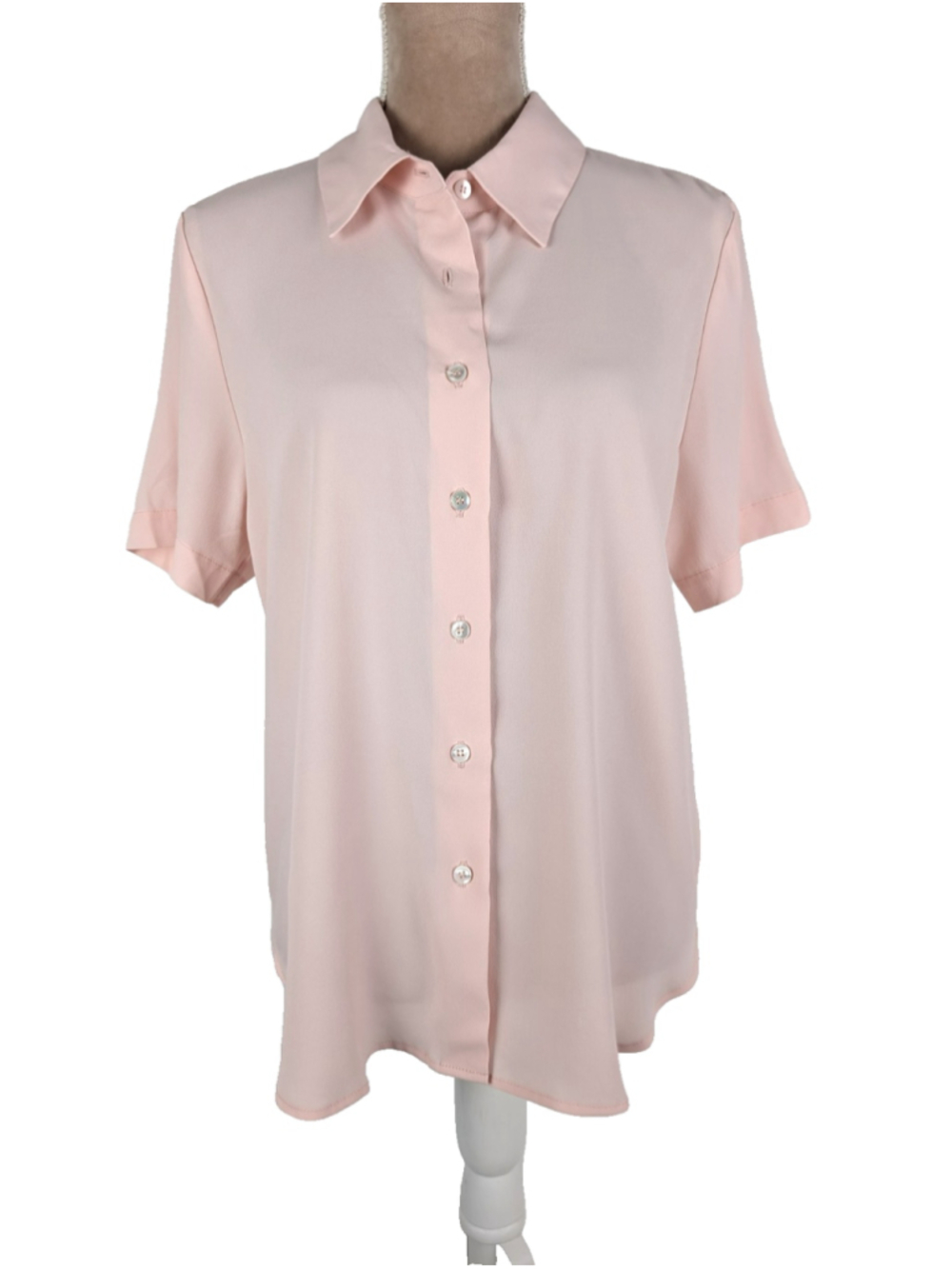 Numi Rosie Blouse Top Pink Silk Blend Sz L Short Sleeve Classic Career Summer
